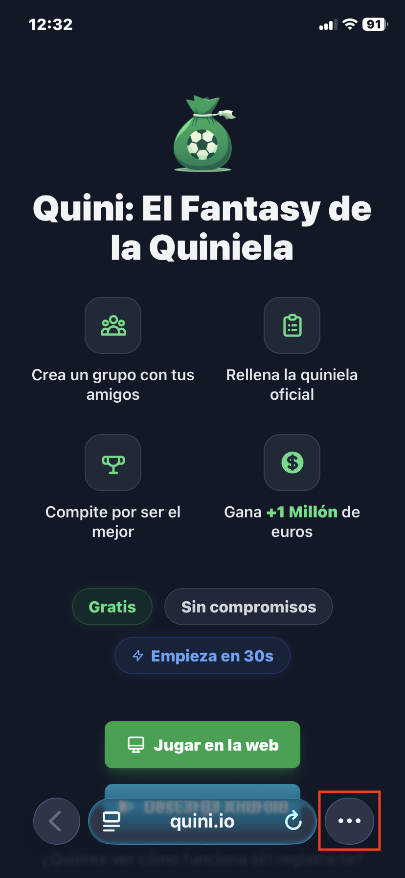 Botón de compartir en Safari iOS - Paso 1
